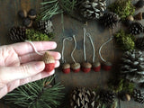 Felted Wool Acorn Ornaments, set of 6, Brick Red