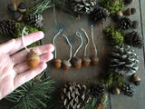 Felted Wool Acorn Ornaments, set of 6, Fox Brown