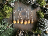 Felted Wool Acorn Ornaments, set of 6, Maple Leaf Yellow