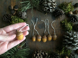 Felted Wool Acorn Ornaments, set of 6, Maple Leaf Yellow