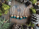 Felted Wool Acorn Ornaments, set of 6, Pine Green