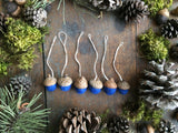 Felted Wool Acorn Ornaments, set of 6, Lake Blue