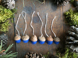 Felted Wool Acorn Ornaments, set of 6, Lake Blue
