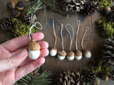 Felted Wool Acorn Ornaments, set of 6, Snowberry White