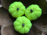 Felted wool pumpkins, set of 3, Neon Yellow
