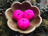 Felted wool pumpkins, set of 3, Neon Pink