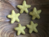 Felted wool stars, set of 5, Gold Clay Yellow