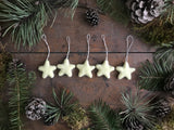 Wool star ornaments, set of 5, Lemon Chiffon