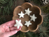 Felted wool stars, set of 5, Snowberry White