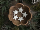 Felted wool stars, set of 100, Snowberry White